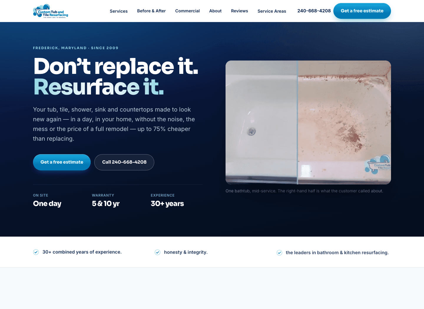 Custom Tub & Tile website design