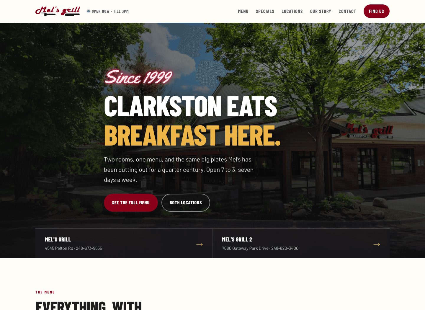 Mel’s Grill website design