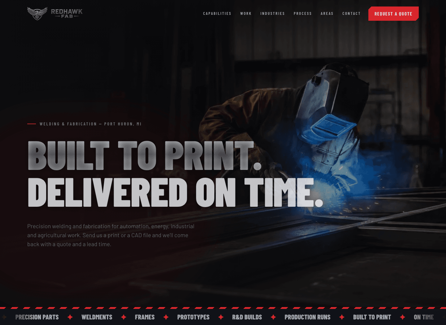 RedHawk Fab website design